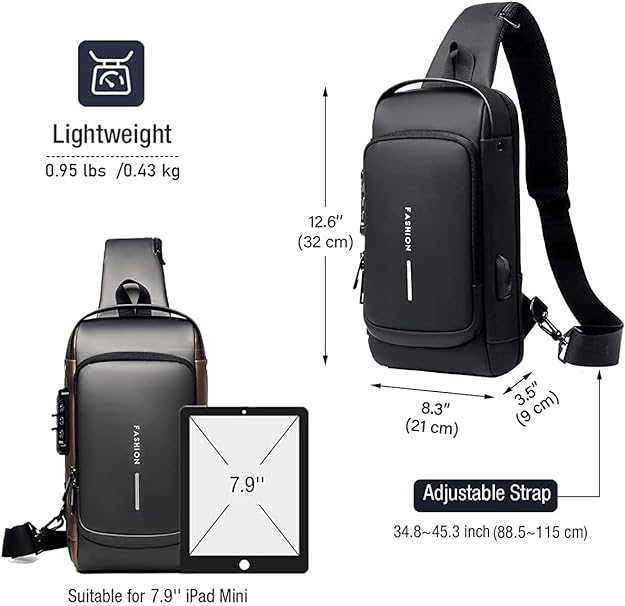 Multifunction Sling Bag Anti-Theft Waterproof Crossbody