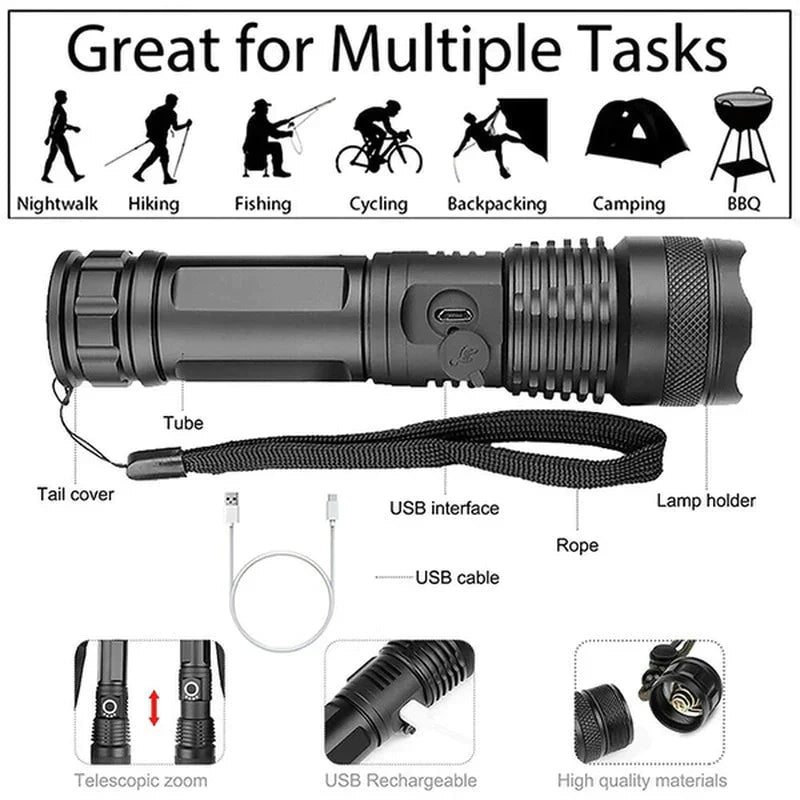 LED Tactical Laser Flashlight (Rechargeable)