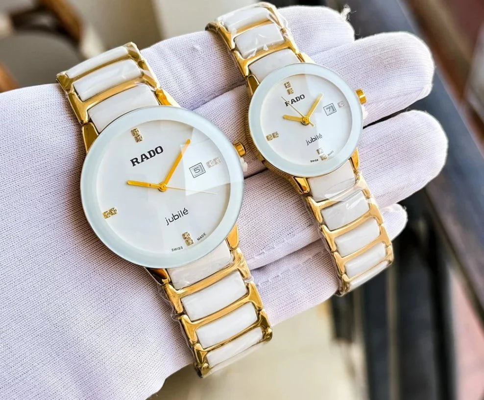 Round Rado couple watch